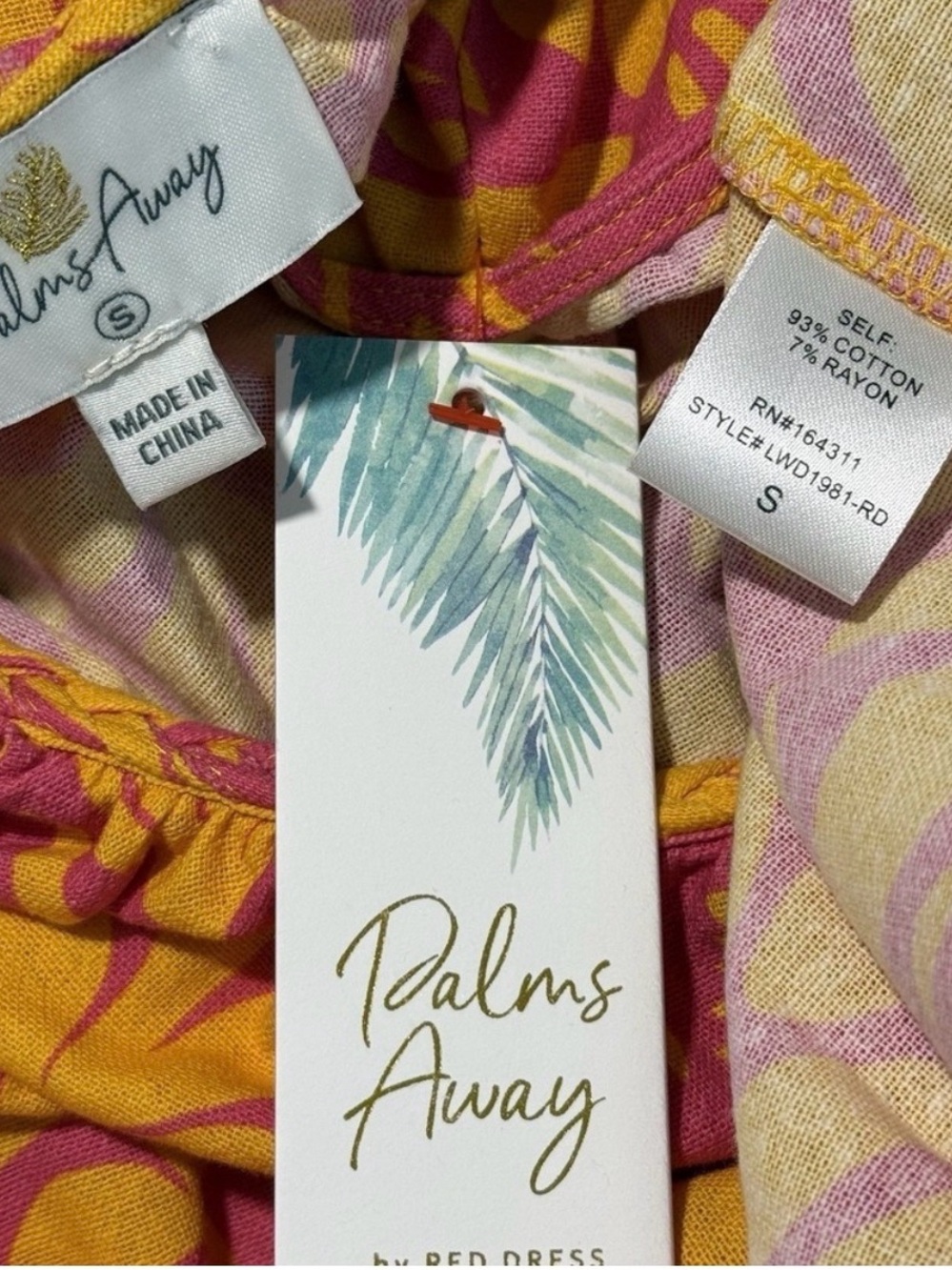 Palms Away Maxi Dress Size S Orange Pink - Picture 5 of 7